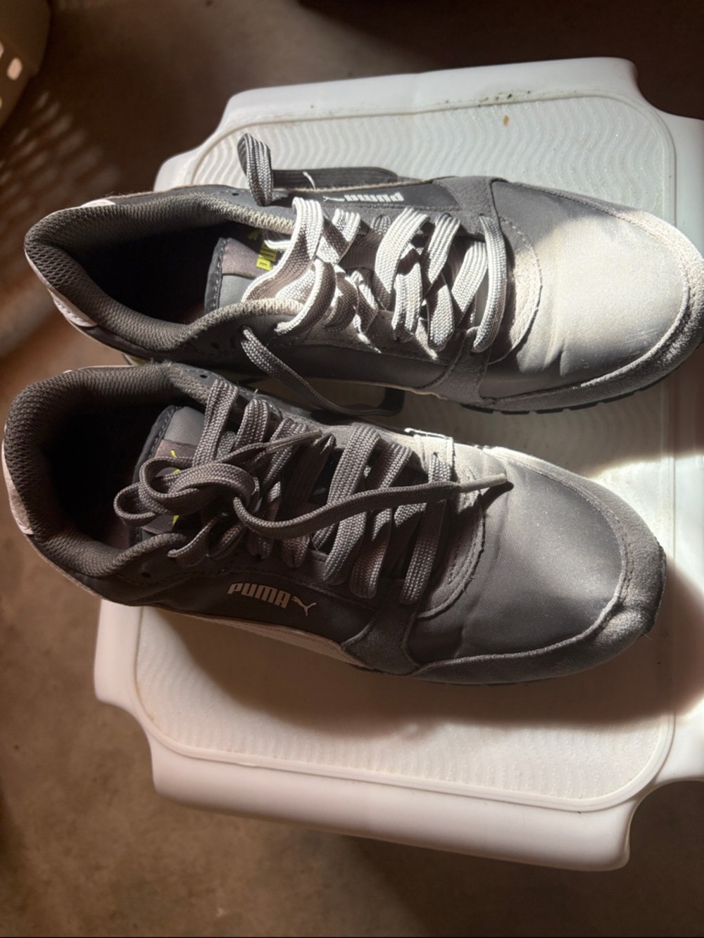 Puma Gray Low-Top Sneakers with White Accents